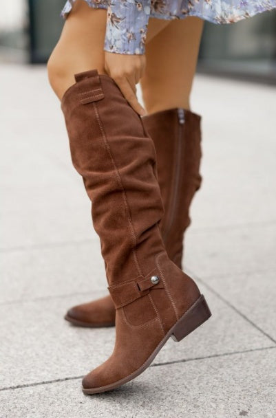 Low Heel Side Zipper High Top Women Boots