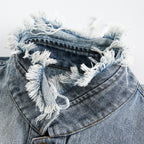 Punk Old Wash Cat Beard Denim Jacket