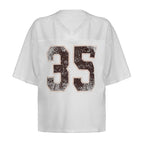 American Street Sports Style Digital Printing Loose V-neck T-shirt