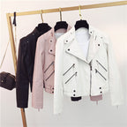 PU Leather Motorcycle Short Slim Small Coat