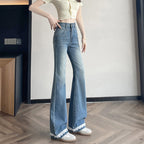 Lace Denim Bell Bottom Pants For Women